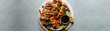 BBQ Lime Shrimp and Mini Wonton Skewers