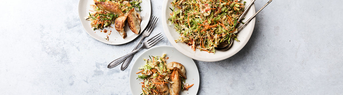 Pan-Fried Vegetable Potstickers with Korean-Style Slaw – BibigoUSA