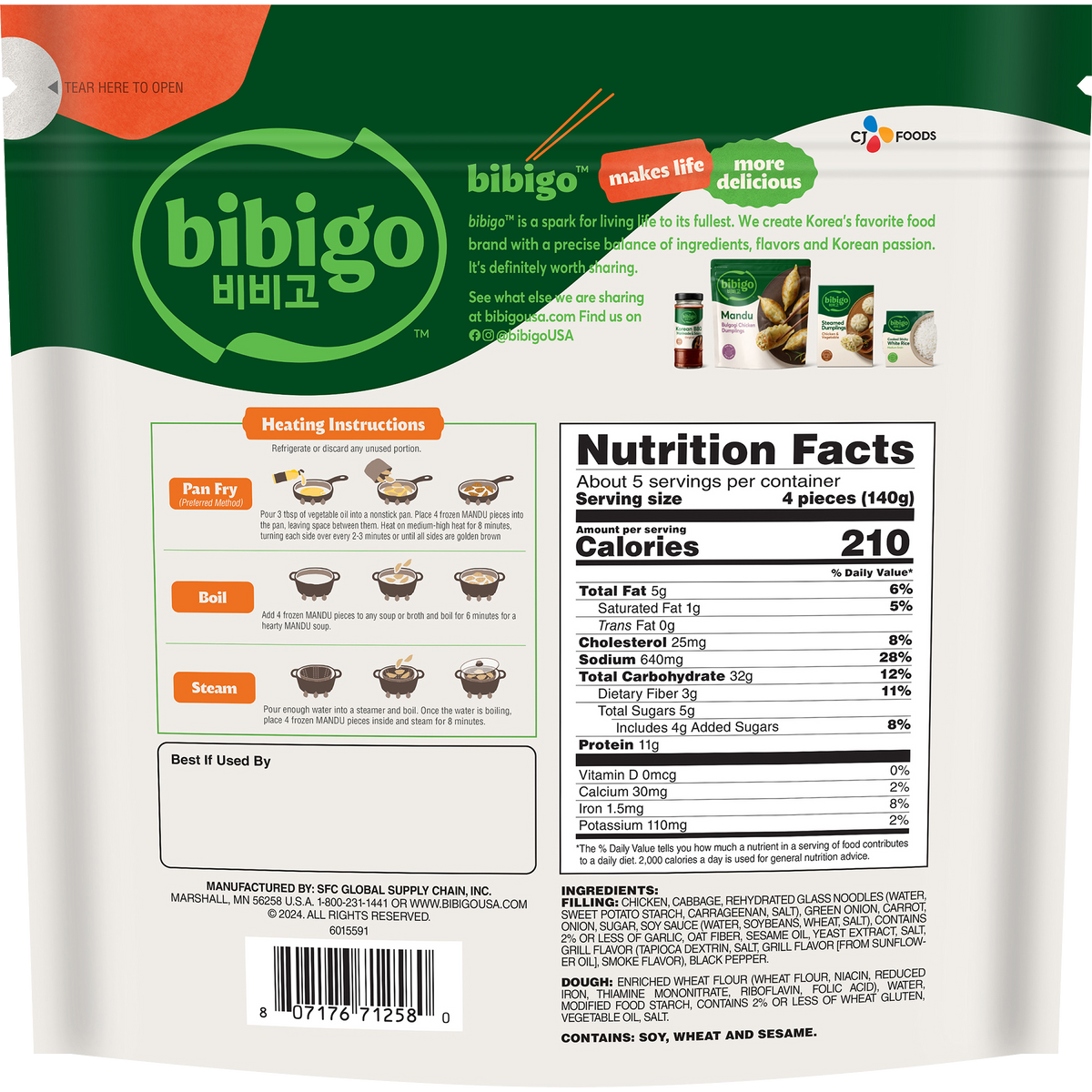 Nutrition Facts Costco Bulgogi Mandu Bibigo™ Mandu Bulgogi Chicken