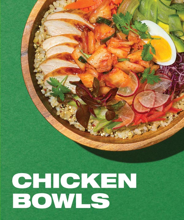 Chicken bowl with Kimchi Toppers