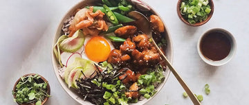Gochujang Chicken Bibimbap with Purple Rice