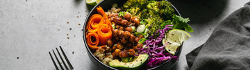 Spicy BBQ Chickpea Quinoa Bowls with Sesame Roasted Broccoli