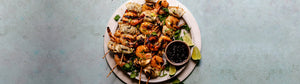 BBQ Lime Shrimp and Mini Wonton Skewers