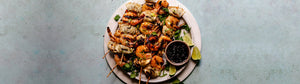 BBQ Lime Shrimp and Mini Wonton Skewers