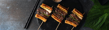 Skewered Rice Cake with Beef & Scallions