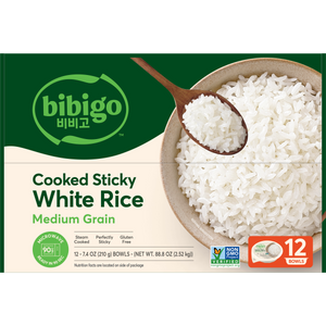 Korean Style Cooked Sticky White Rice Bowls (12 Pack)