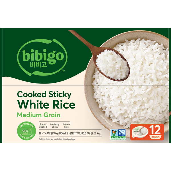 Korean Style Cooked Sticky White Rice Bowls (12 Pack)
