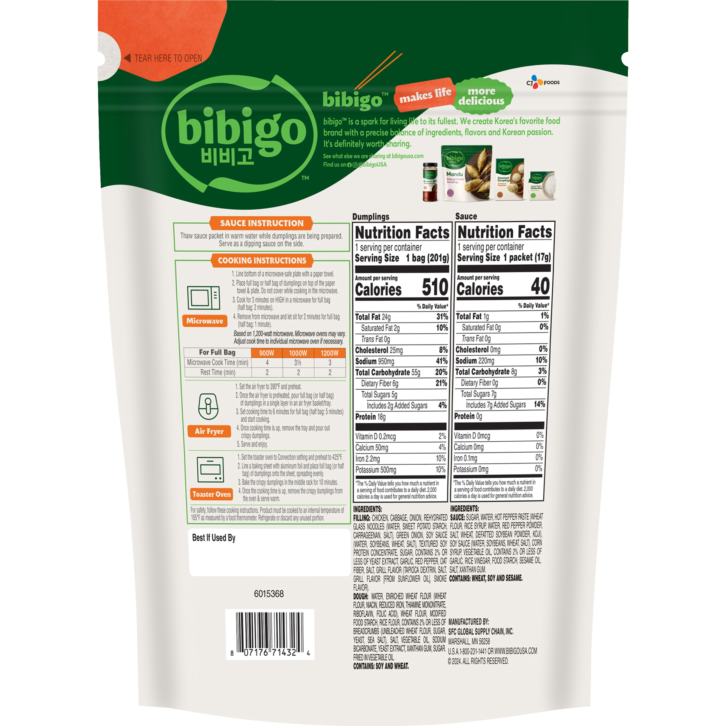 bibigo™ Spicy Chicken & Vegetable Crispy Dumpling Bites with Sauce bibigo™ Spicy Chicken & Vegetable Crispy Dumpling Bites with Sauce