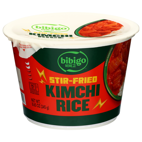 Bibigo Kimchi Rice Bowl, Cooked White Rice with Stir Fried Kimchi