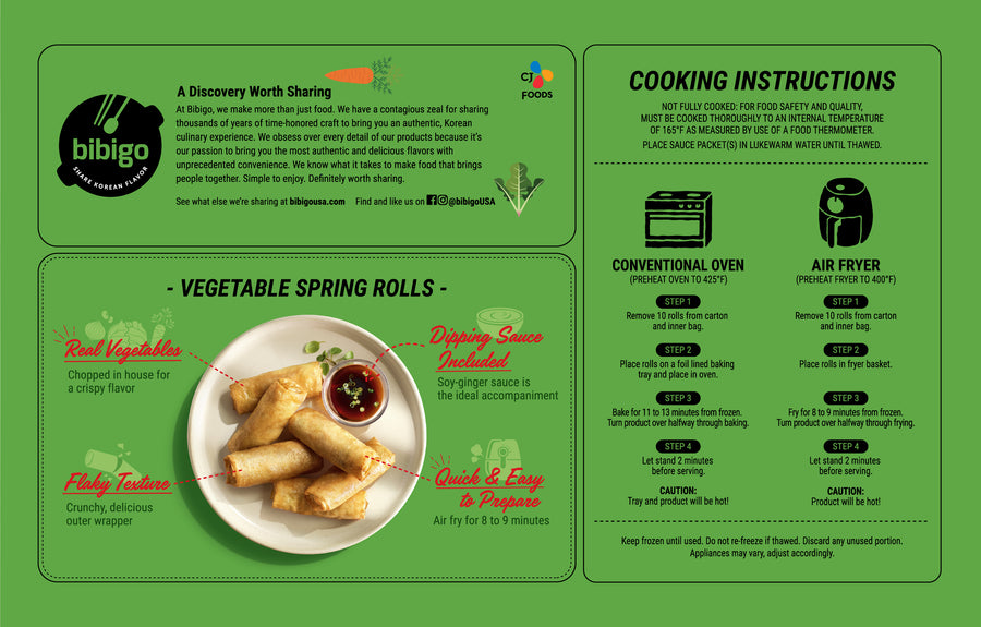 bibigo™ Vegetable Spring Rolls with Soy Ginger Sauce (48 oz) – BibigoUSA