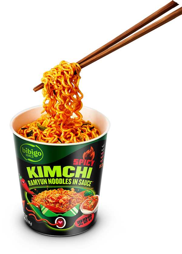 bibigo Spicy Kimchi Korean-Style Sauced Instant Ramyun Noodles