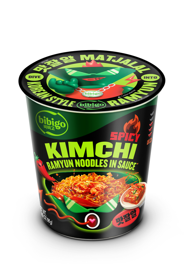 bibigo Spicy Kimchi Korean-Style Sauced Instant Ramyun Noodles