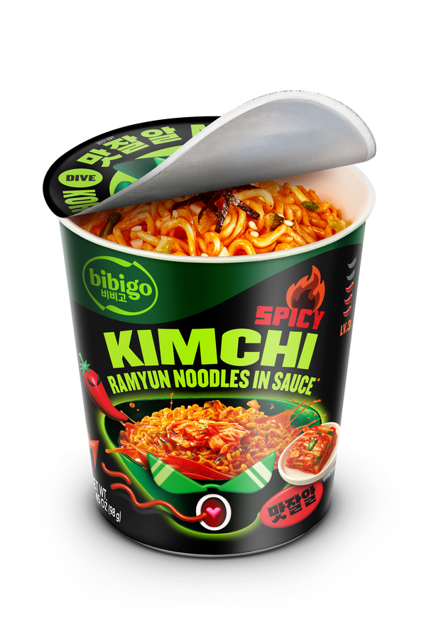 bibigo Spicy Kimchi Korean-Style Sauced Instant Ramyun Noodles
