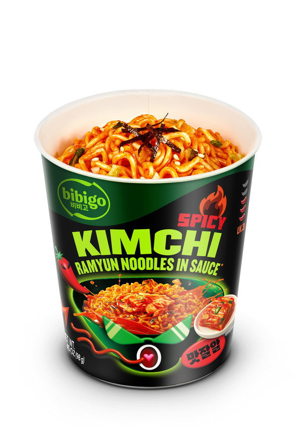 bibigo Spicy Kimchi Korean-Style Sauced Instant Ramyun Noodles
