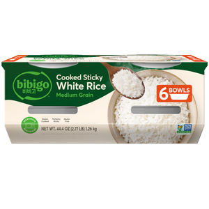 Korean Style Cooked Sticky White Rice Bowl (6 Pack)