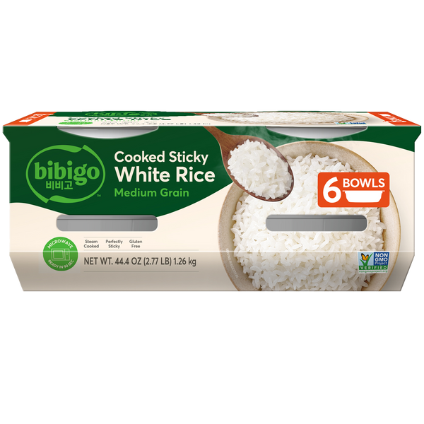 Korean Style Cooked Sticky White Rice Bowl (6 Pack)