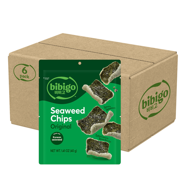 bibigo Crunchy Korean Seaweed Chips | Original or Spicy & Sweet Flavor | 6 Pack