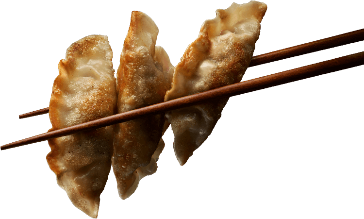 chopsticks holding three mandu